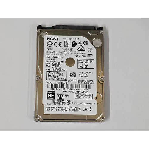 Hitachi Travelstar 7K1000, 1TB 7200rpm 32MB SATA3 2,5" HDD