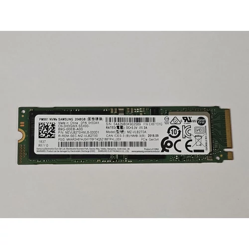 Samsung MZVLB2T0HMLB- 2TB M.2 2280 NGFF PCIe NVMe Gen3 x4 SSD