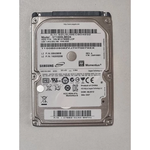 Seagate Momentus Spinpoint 2.5 1TB 5400rpm 8MB SATA2 (ST1000LM024)